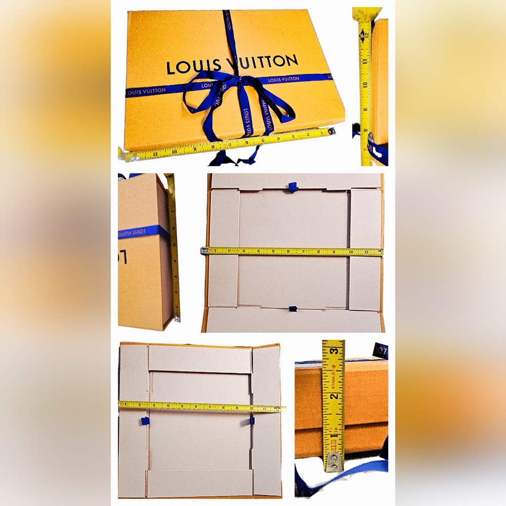 EUC Louis Vuitton Set Medium Orange Magnetic Box Drawstring Dust Bag Logo Ribbon - Picture 8 of 8